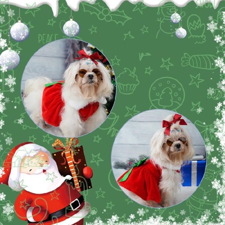 Santa Claus Suit Red Dresses Fashion Dog Cats Warm Photo Costume Pet Supplies