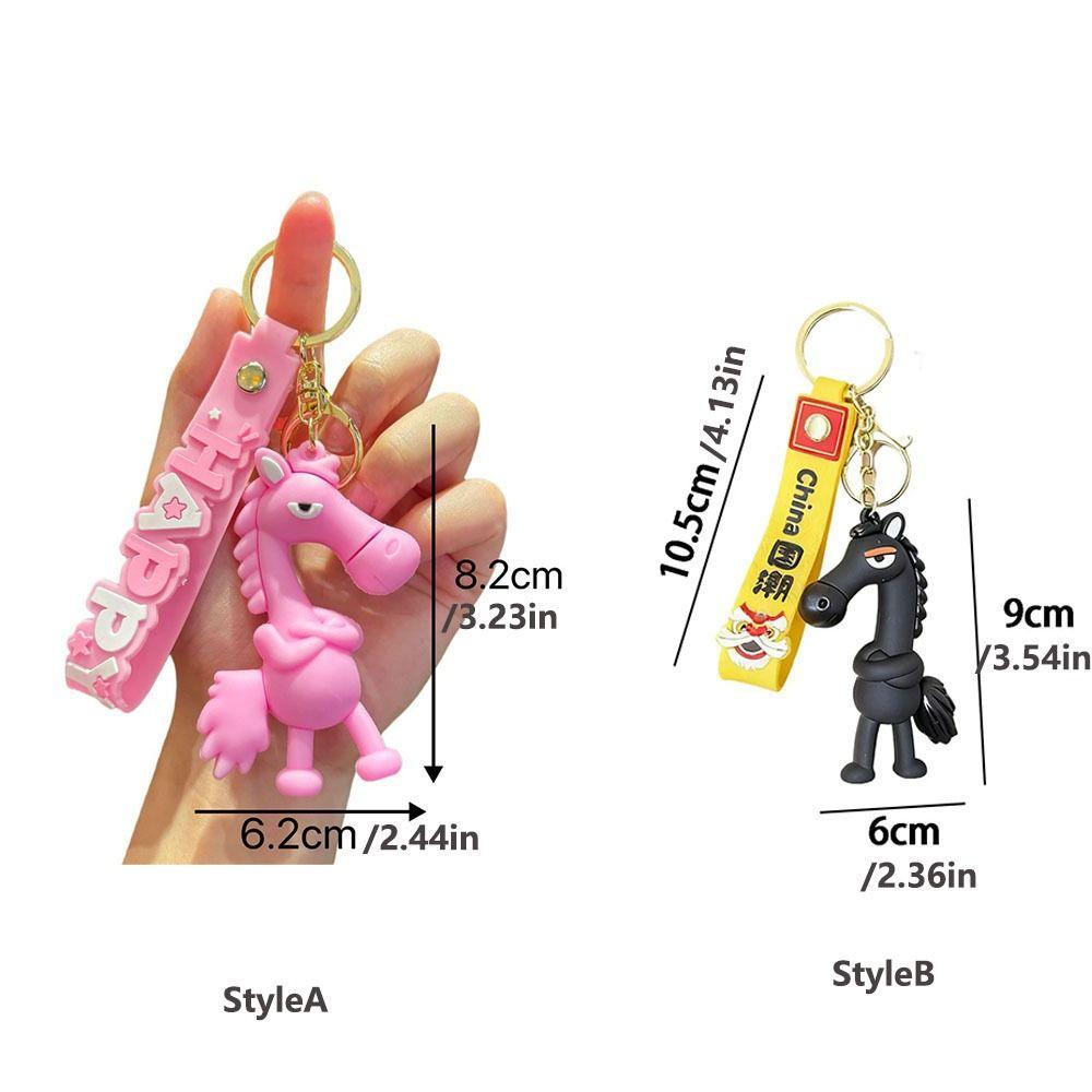 Cute Lucky Horse Keyring Traditional New Year Keyring Funny Animal Car Keychain  Bag Decoration
