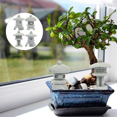 Sandstein Pagode Mini Statue Steinlaterne Japanischer Stil Pagodenlaterne Hof Bonsai Dekoration Asiatische Kleintank Deko