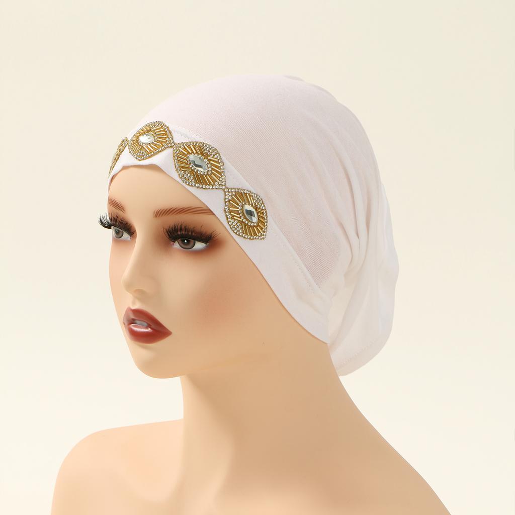 Modal Cotton Rhinestone Undercap Stretchy Hijab Premium Soft Bonnet Muslim Women Elastic Inner Hijab Turban Islam Underscarf