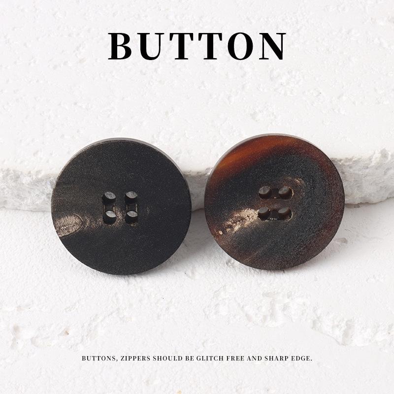 5pcs High-End Matte Surface Horn Buttons Blazer Sweater Four-Eye Buttons Versatile Coat Trench Coat Buttons