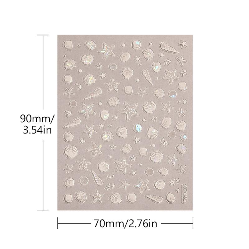Shiny Shell Light Laser Sea Shell Cosnch Starfish Star Adhesive Nail Art Stickers Manicure Fantastic Marine Life Nail Decals