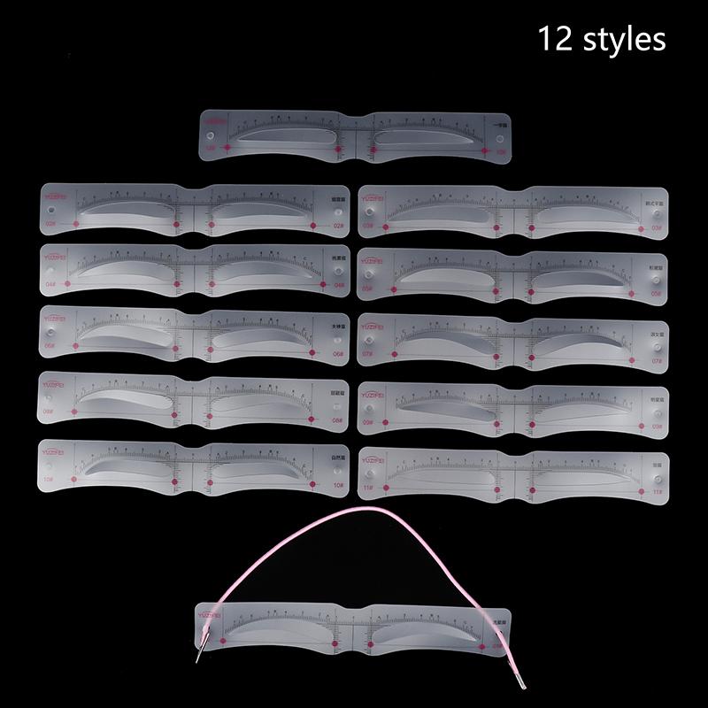 

Трафарет для брів 12 стилів, який можна виправити, шаблон для формування форми, багаторазові наклейки, інструменти для макіяжу, штамп для брів, ручка, олівець, косметика one size