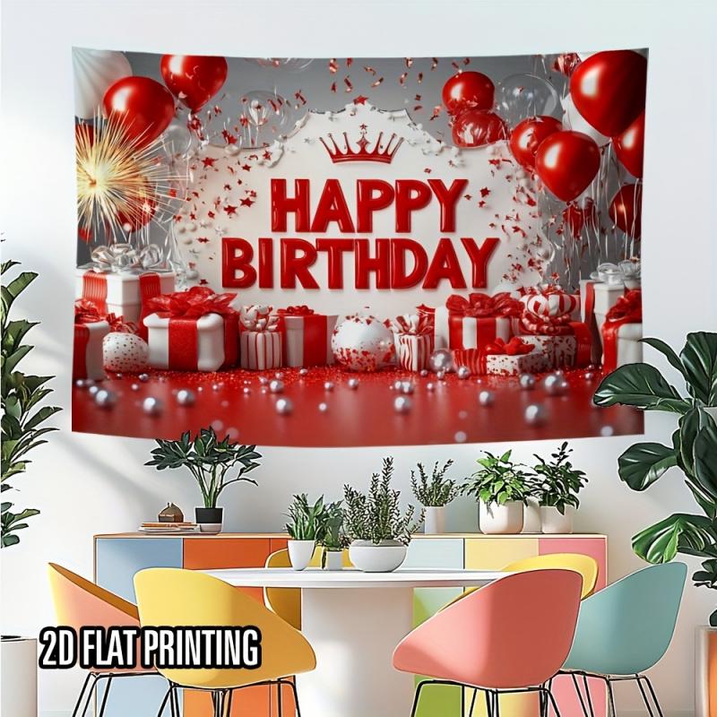 Festive Birthday Theme Decoration Tapestry Party Venue Background Cloth Luxurious Lively Style Props Home Decoration