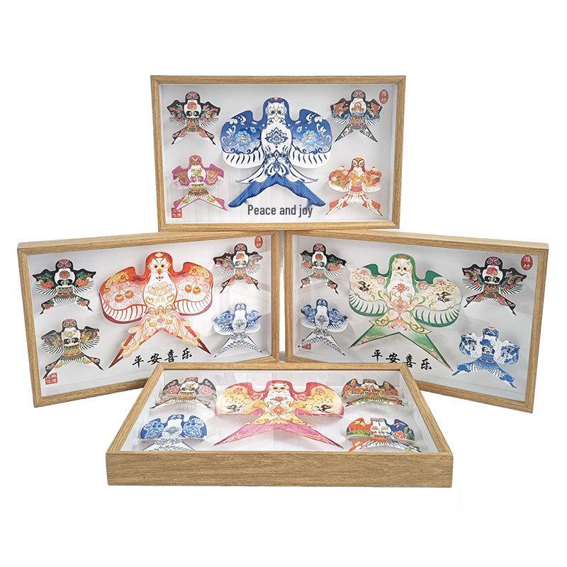 Exquisite Weifang Traditional Kite Wooden Frame Gift Set: Five Handcrafted Ornaments