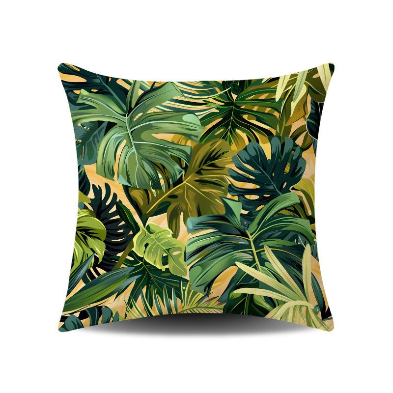 Summer Green Small Fresh Tropical Plant Digital Printing Sofa Pillow Office Car Universal Waist Cushion
