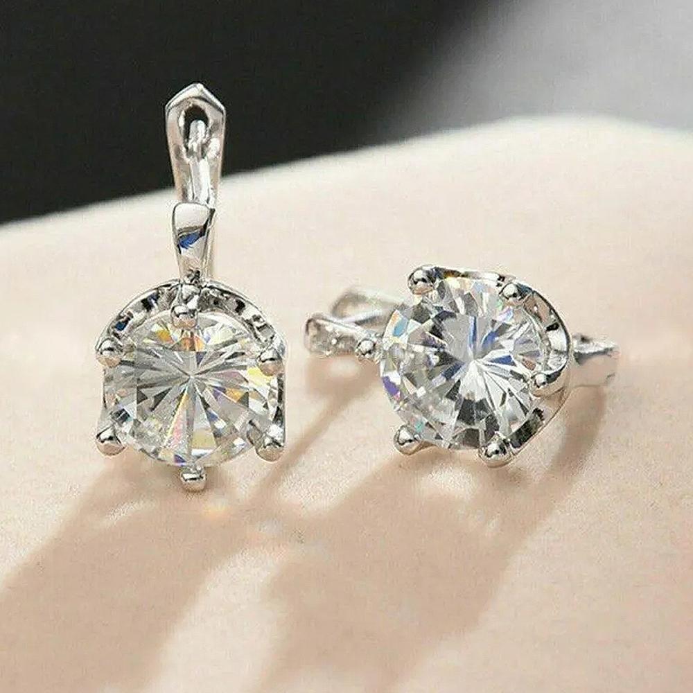 BELLA BOX Damen-Creolen mit CZ-Stein, schlichtes, stilvolles Design, Hochzeit, Alltag, modische Ohrringe, silberfarbener Schmuck