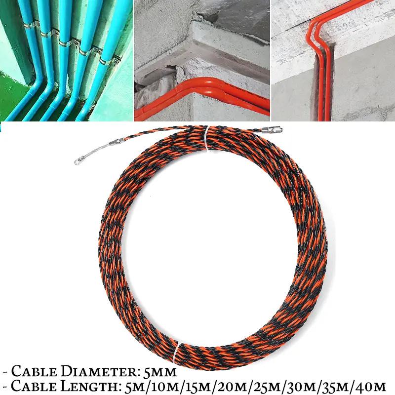 5-40M 5mm Cable Puller Fiberglass Electric Cable Wire Puller Electrical Tool Tape Cable Guide Device Push Duct Snake Rodder Fish