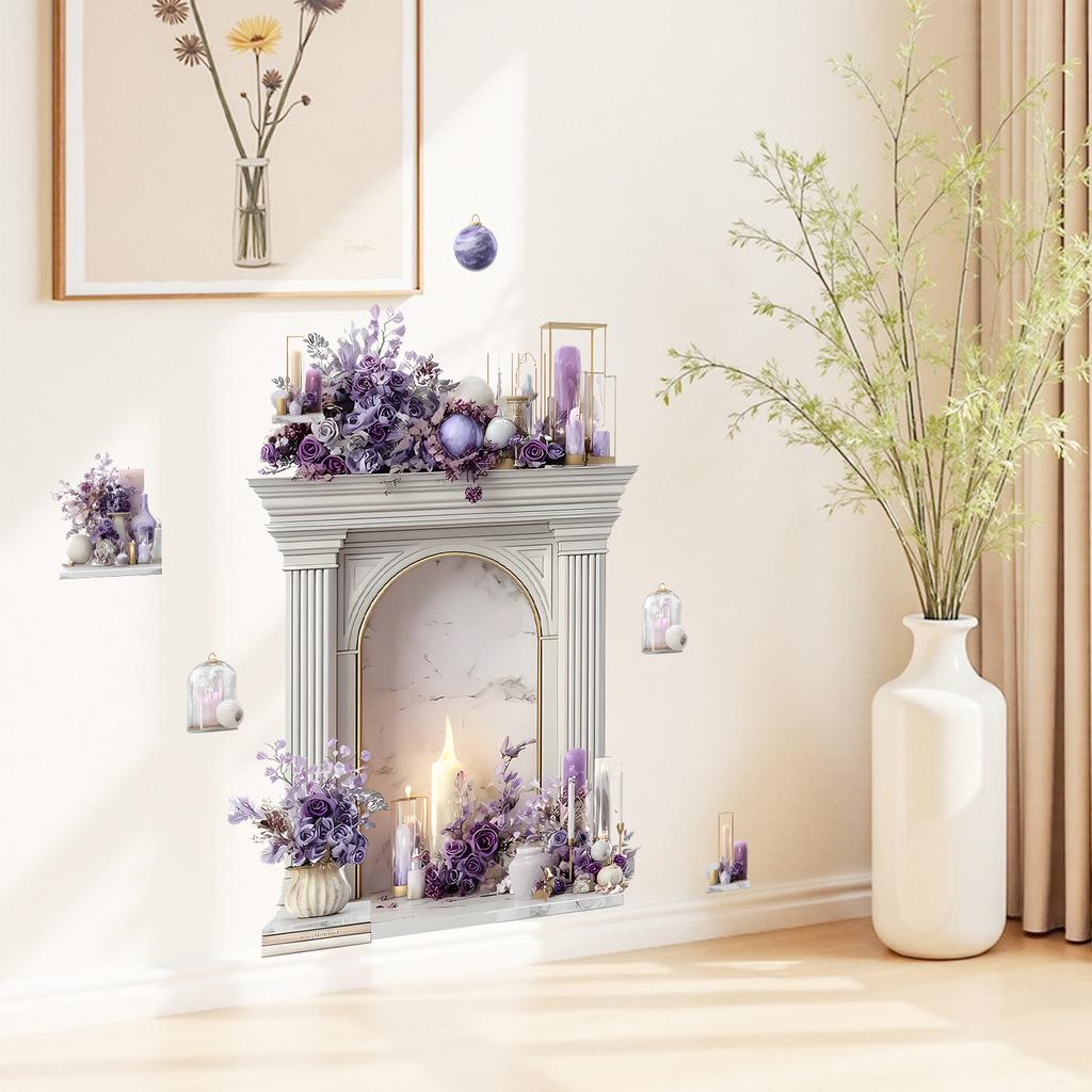 Decorative Floral Arch Wall Sticker Self-Adhesive Removable for Bedroom Living Room Study Background Home Decor