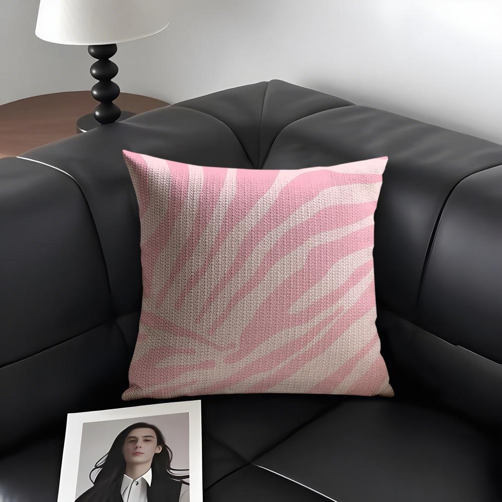 Zebra Pattern Fashion Cushion Cover Natural Linen Organic Fabric Double-Sided Printing Sofa Home Decor Gift Pillow Case
