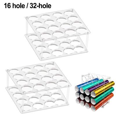 Vinyl Storage Rack with 16 Holes for Craft Rooms and Wrapping Paper