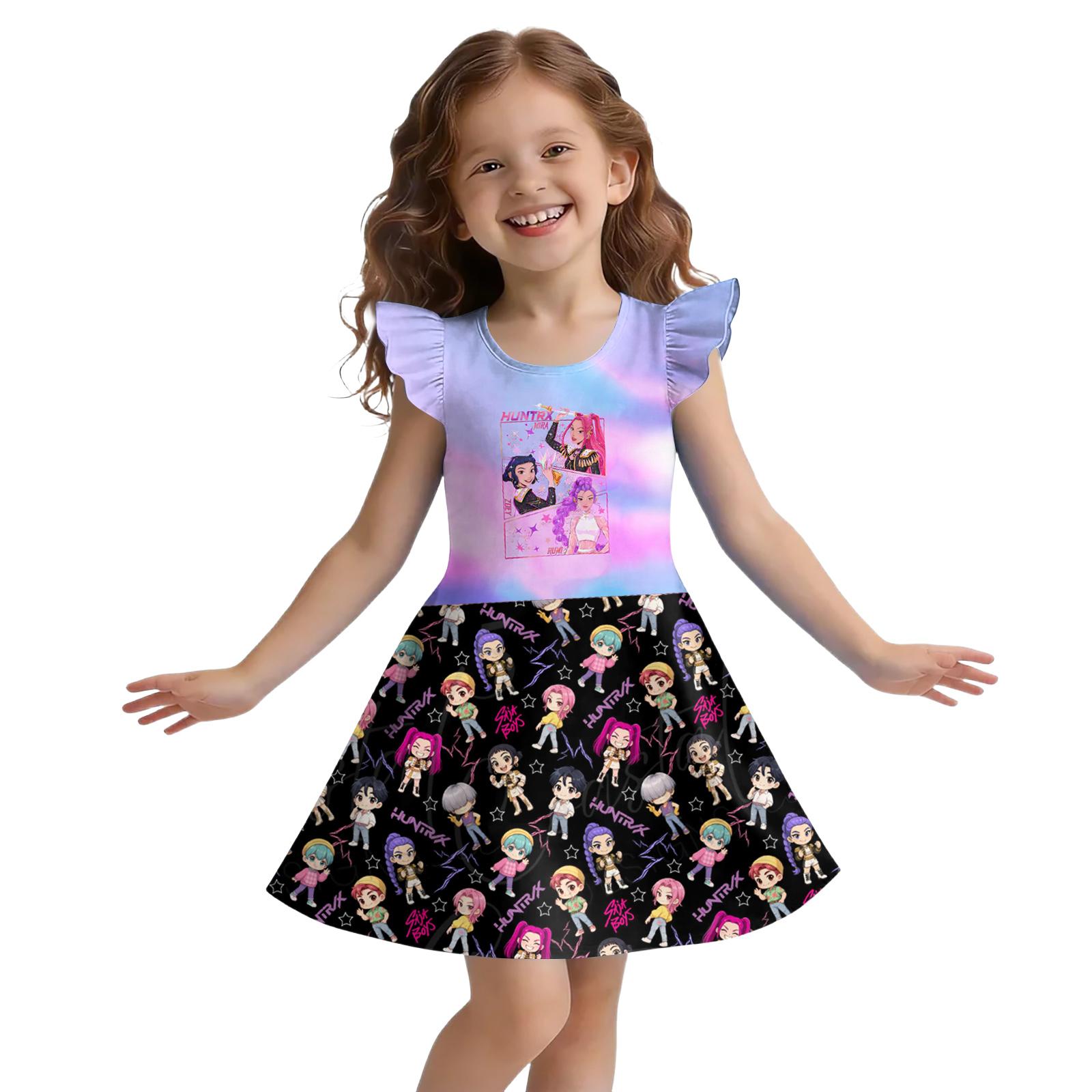 

Children s Sleeveless U-neck Summer A-line Floral Casual Holiday Dress 160 небо синє кольору
