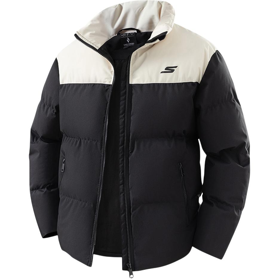 Skechers Logo Patchwork Color Block Design Casual Warm Thick Cotton Jacket Unisex Jacket Black P424U063-03K8 L