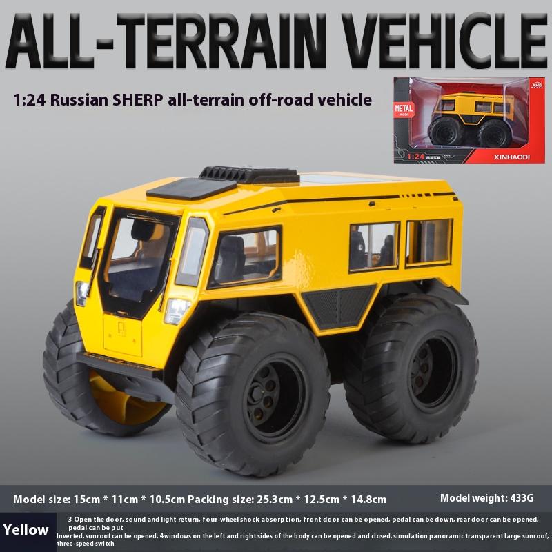 1:24 Russian Sherp All Terrain Off Road Vehicle Alloy Metal Diecast Car Model Sound & Light Ornaments Collection Gift For Friend