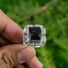 Gift For Her Natural Black TigerS Eye Promise Adjustable Ring 925 Silver