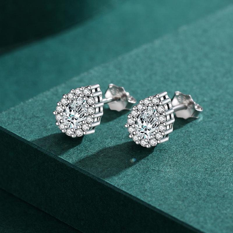MODIAN 925 Sterling Silver Luxury Stud Earrings For Women Water Drop Sparkle Zircon Ear Stud Wedding Engagement Jewelry