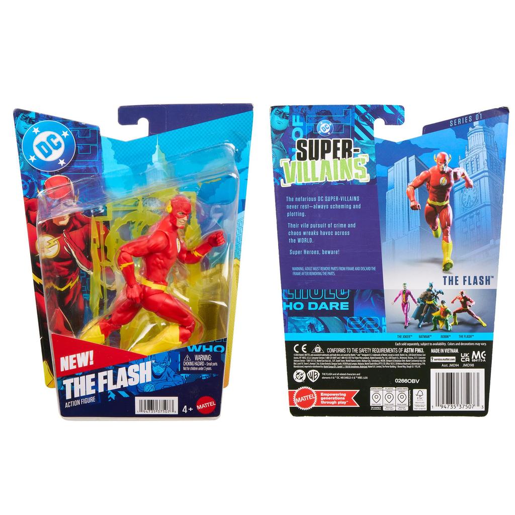 Mattel DC Core Figures Flash Action Figure with Ages JMD98 Accessories, 4+, Red,