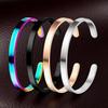 Women's Adjustable C-Shaped Titanium Steel Bracelet - 6mm Wide, Stainless Steel, Colorfast Jewelry