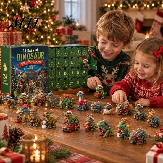 Unique Holiday Gift for Toddlers Dinosaur Advent Calendar, 24Pcs Acrylic Ornament Set with Cute Fun Surprise Toys Boys Girls Dino Figures, Christmas