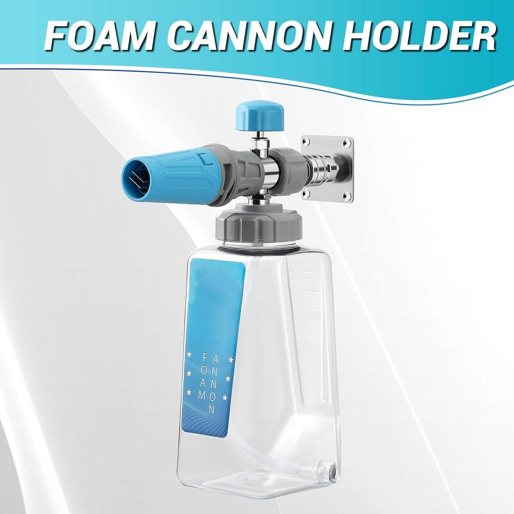 Foam Cannon Nozzle Water Gun Holder Wall Mountable Pressure Washer Accessories Storage Rack Stainless Steel 1/4 Quick Connector