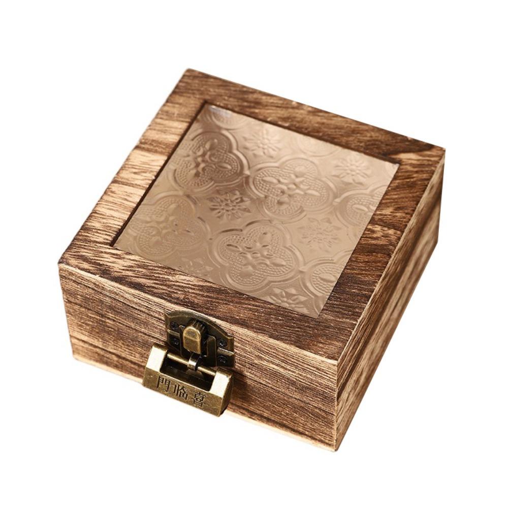 With Lock Wooden Jewelry Storage Box Portable Treasure Decorative Box  Home Decoration
