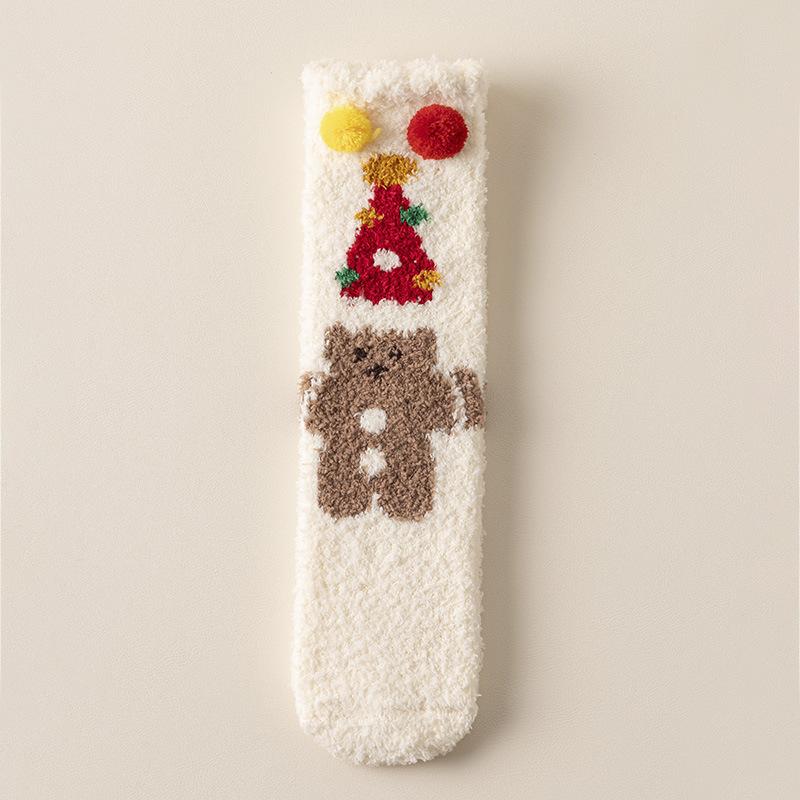 Cute Christmas Socks Women's Winter Warm Stacking Socks Home Indoor Sleeping Socks Plush Floor Socks