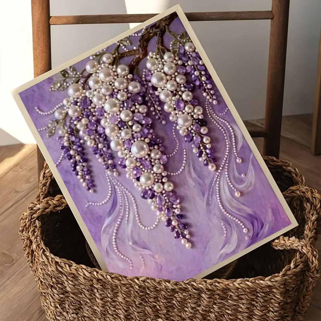 DIY Malování s perličkami levandule pro výzdobu domácí stěny Obrazy s perličkami a drahokamy Umělecká řemesla pro dospělé/začátečníky Nápad na dárek Domácí dekorace Bez rámu