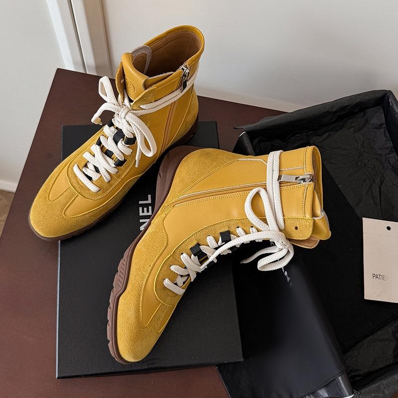 Large size shoes women's 2025 autumn and winter new thin elastic boots versatile lace-up casual sports short boots Martin boots