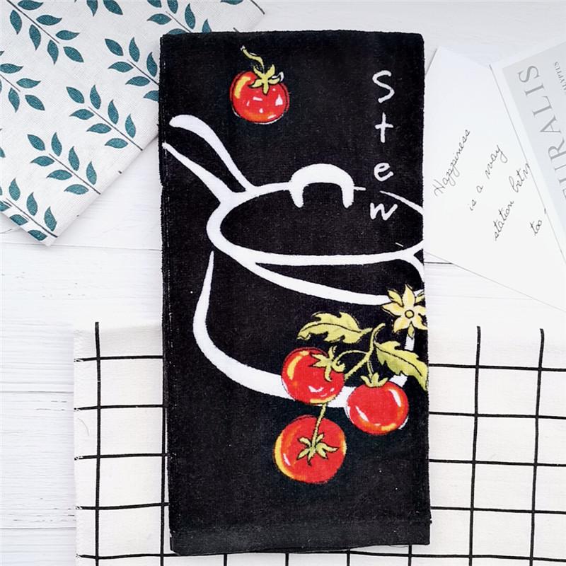 1Pc 38x70cm Large Colorful Printed Cotton Hand Towel Kitchen Dishcloth Water Absorption Household Cleaning Cloth