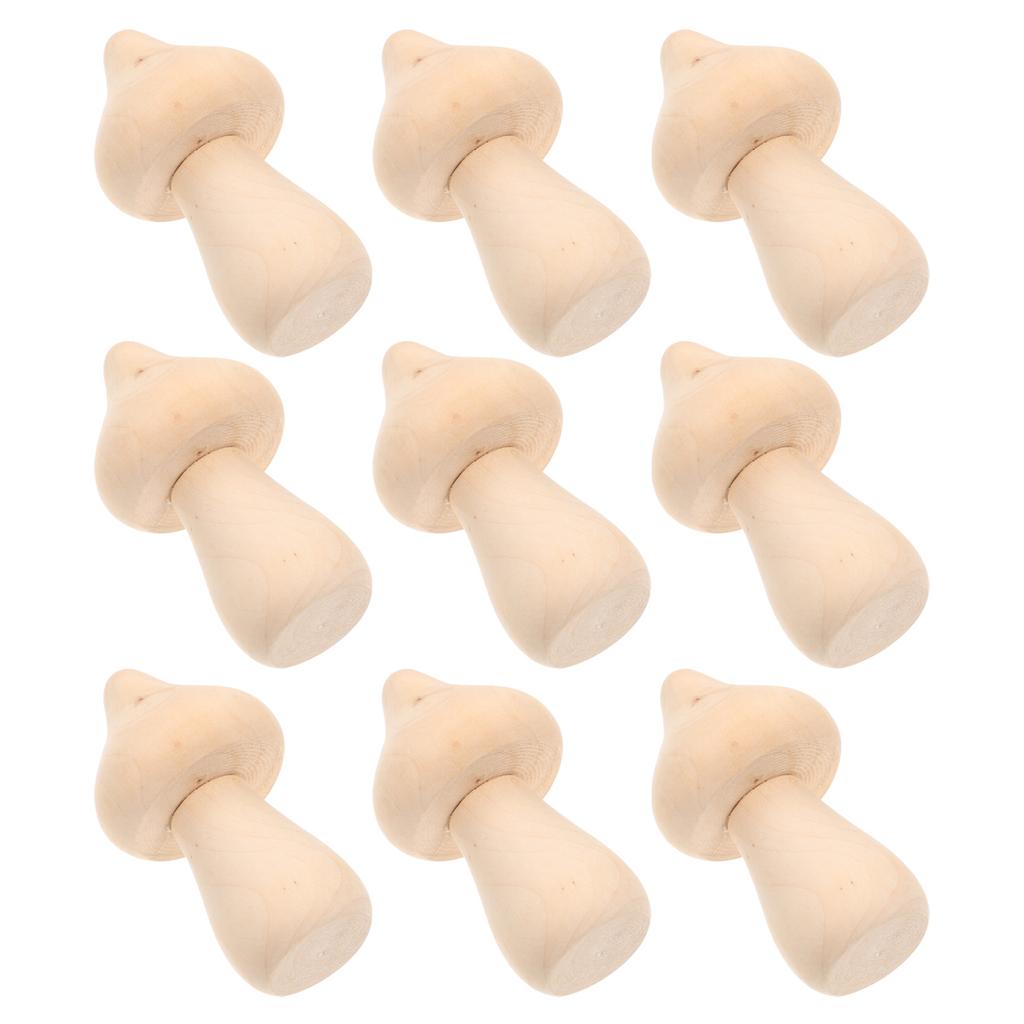 10pcs Wooden Mushroom Models Unfinished Diy Painting For Project Decor Garden Layout Ornaments Handicraft Sewing