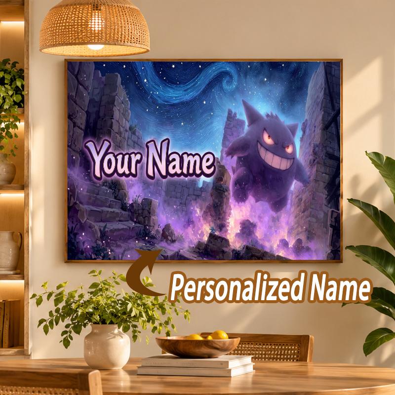 Gengar Custom Name Diamond Painting Personalized 5D Full Drill DIY Diamond Art Home Decor