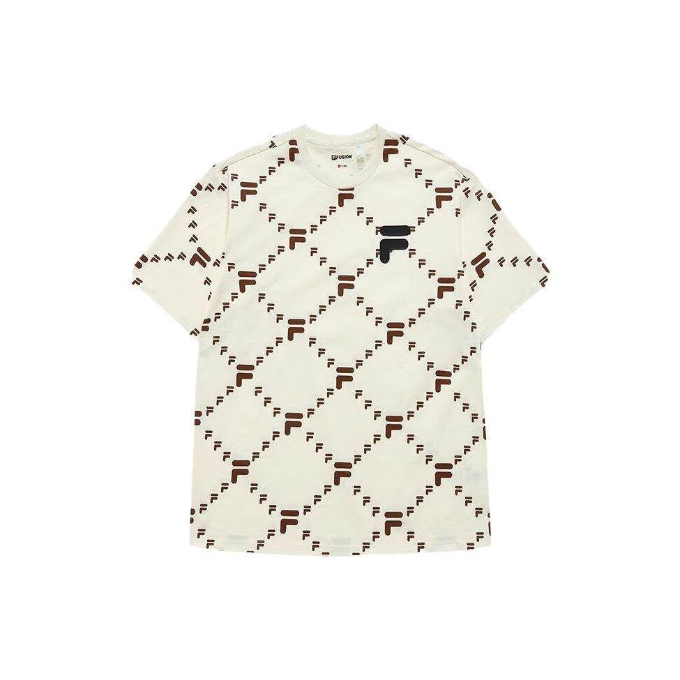 

Fila Футболка-пуловер с круглым вырезом и короткими рукавами с принтом букв по всей поверхности, унисекс, антично-белый T11U326101F-IV XXL