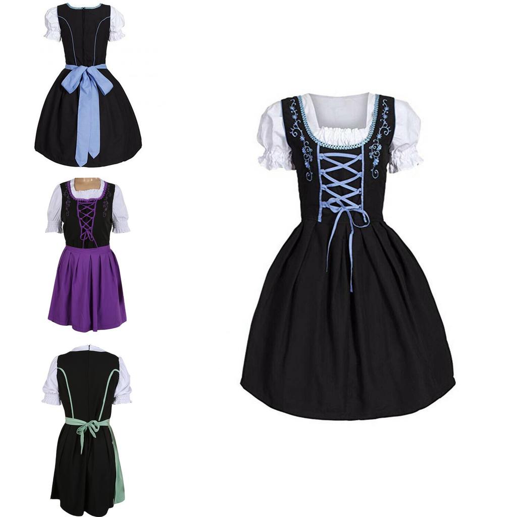 Vintage Style Bavarian Dirndl Dress For Oktoberfest And Festival Cosplay