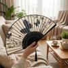 Wooden Handle Hand Fold Fan Vintage Classical Dance Fan Summer Cooling Bamboo Fan  Dance Props