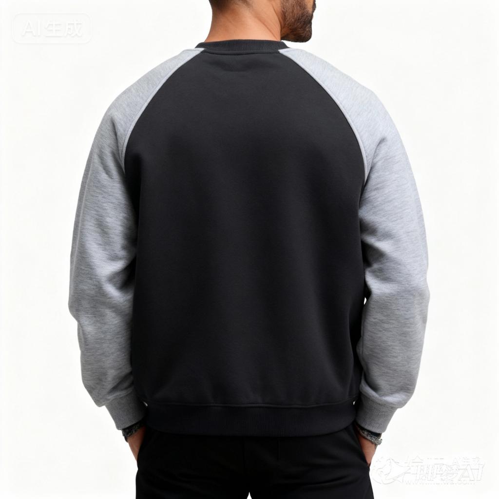 Men's And Women's Casual Color-blocked American Retro Round-neck Hoodie, Men's Long-sleeved Base Layer And Pullover Hoodie