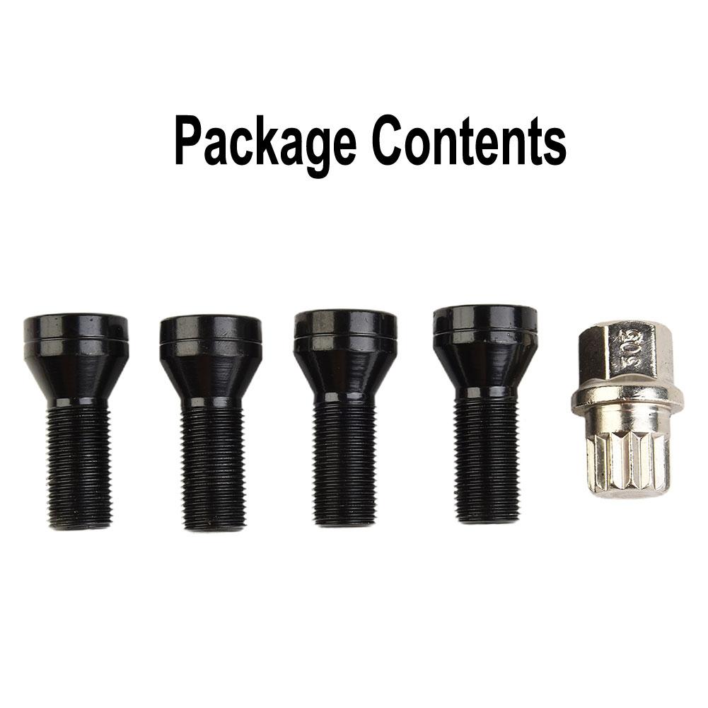 4Pcs M14x1.25 M12x1.5 Wheel Locking Bolts Anti-theft Wheel Screw Bolt Lock Nut Key 36136776076 For BMW X1 X3 X6 Z4 For MINI