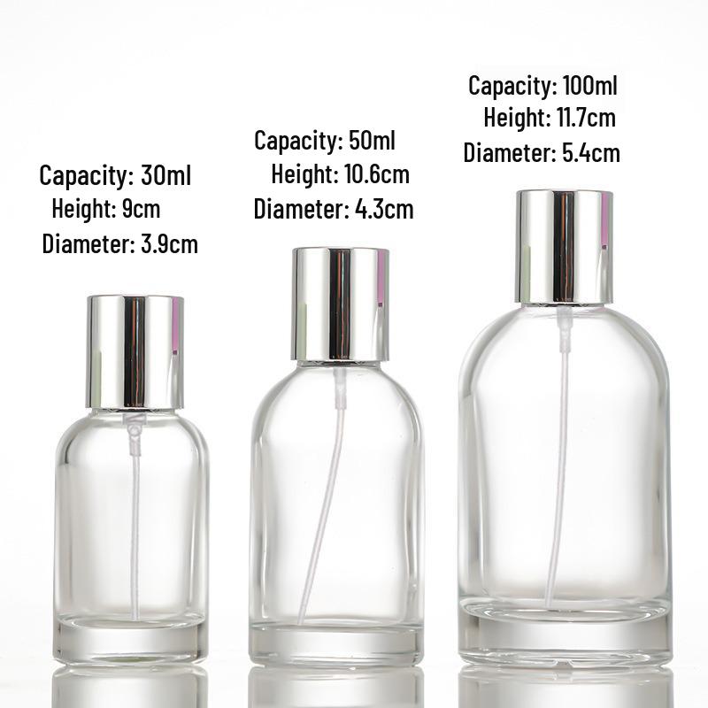 Compact Transparent Glass Perfume Spray Bottle - Travel-Friendly Snap-On Decanter