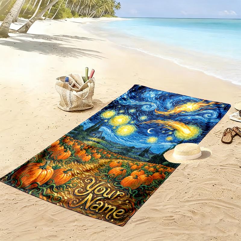 Name Custom Painting Art Print Beach Towel, Large Soft Quick Dry Towel for Beach Camping Swimming