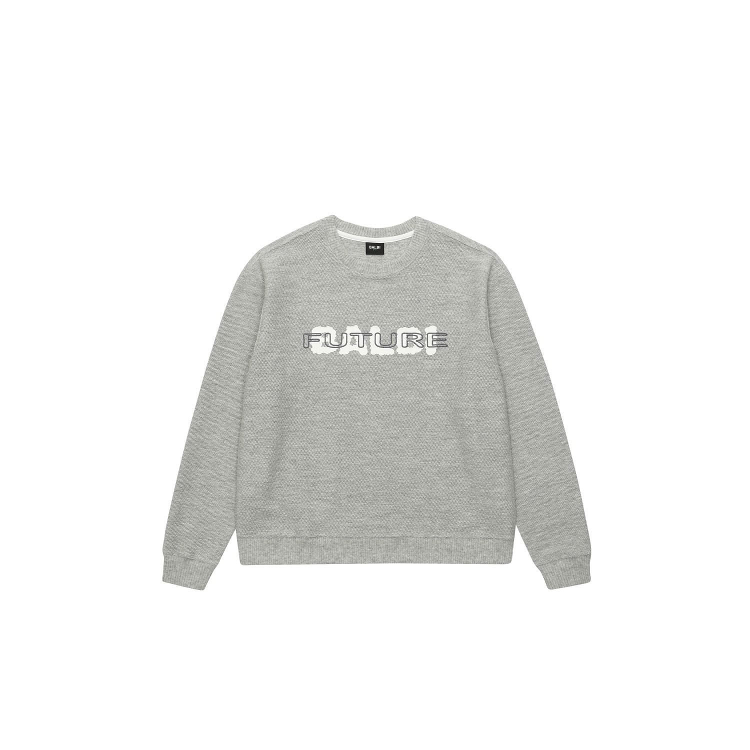 Balbi Lettering Loose Fit Wool Knit Sweatshirt Melange Gray/M