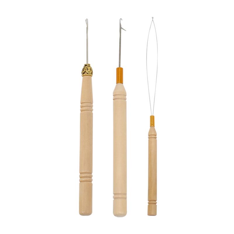 Wool Dreadlock Hair Extension Crochet Hook with Wooden Handle - Wig and Sealing Tool