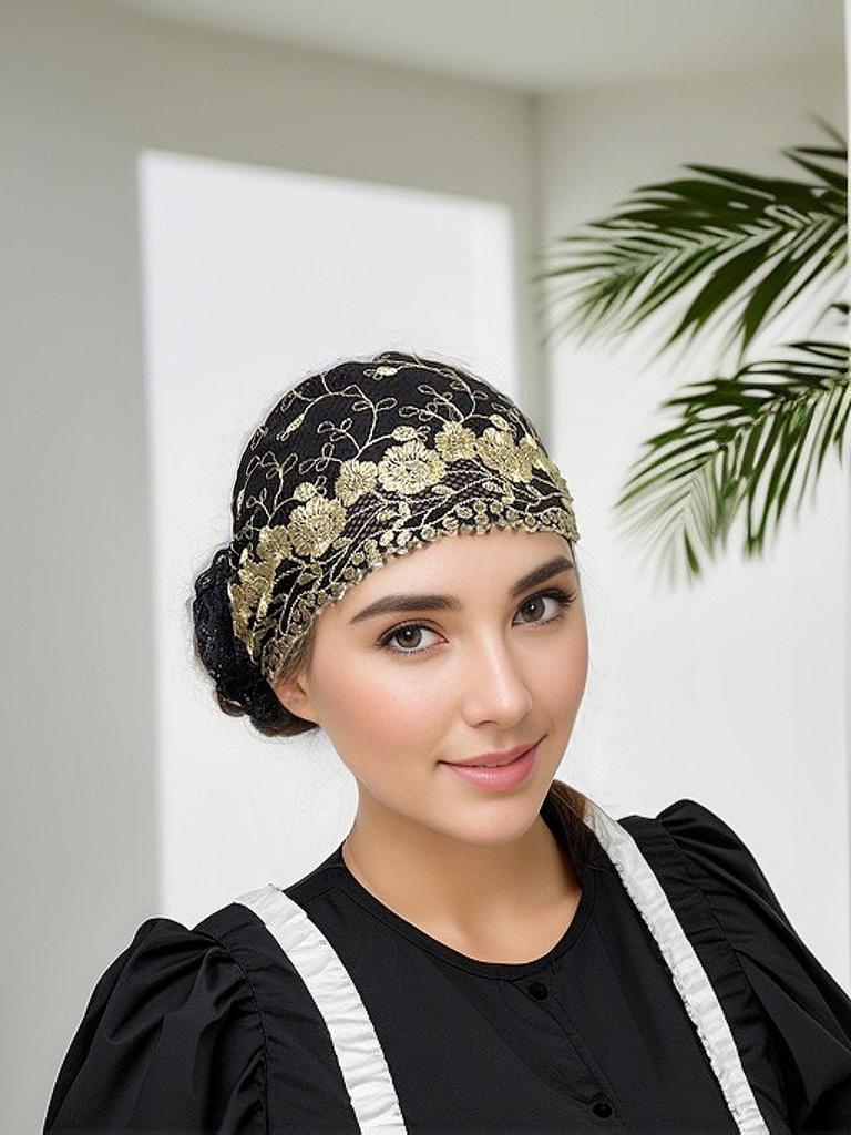 Elegant Mesh Embroidery Cap - Stylish, Breathable Head Wrap for Women, 2024 Spring/Summer, Perfect for Updos & Covering White Hair