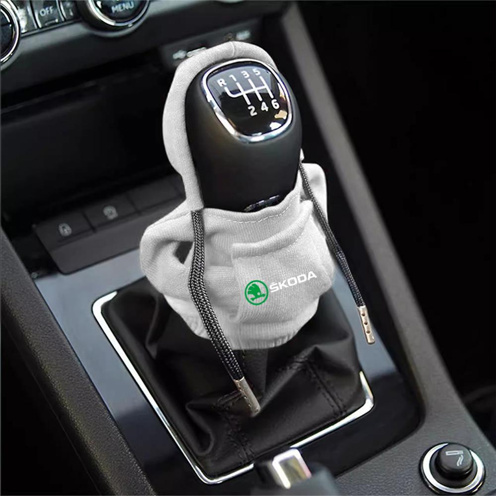 BBIC7 Car Gearbox New Year Xmas Hoodie Car Shift Speed Lever Cover for Skoda S Logo Octavia Fabia 2 Superb 2 Kamiq Kodiaq VRS VII
