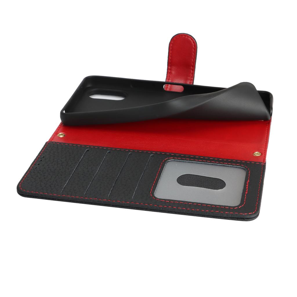 For Sony Xperia 10 VI Stand Case Litchi Texture Genuine Cow Leather Wallet Phone Cover RFID Blocking