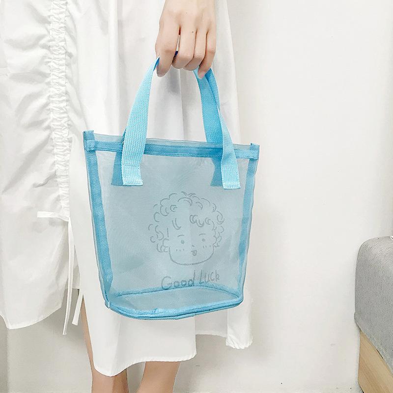 Wind Mesh Cloth Tote Bag Small Fresh Mesh Yarn Cartoon Tote Bag Large Capacity High Value Gift Hand Bag