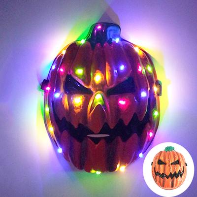 LED Bunte Kürbismaske Leuchtender Vollgesichtshelm Lustige Kürbis Leuchtmaske für Halloween-Party Heimdekoration