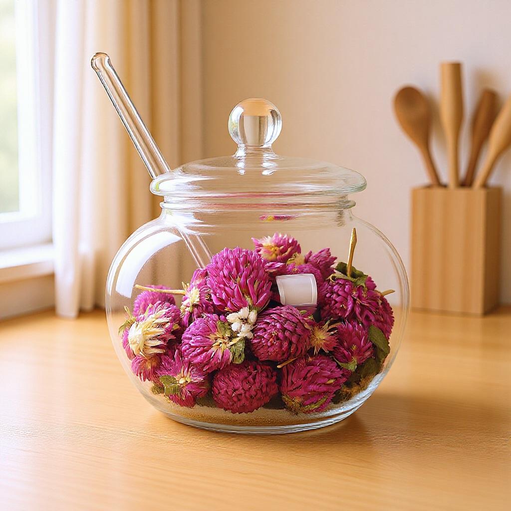 

Small Glass Condiment Jar with Spoon Lid - Ideal for Tea, Coffee, or Sugar 100ml