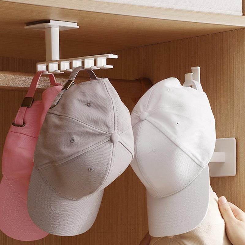 Multifunctional Wardrobe Cap Storage Racks Punch-Free Closet Hats Organization Holders Home Wall Mounted Headgear Plastic Shelf