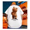 Summer Fashion Heavyweight Retro Men's Bear 100% Cotton Printed Round Neck High-quality Casual Fitness Street T-shirt