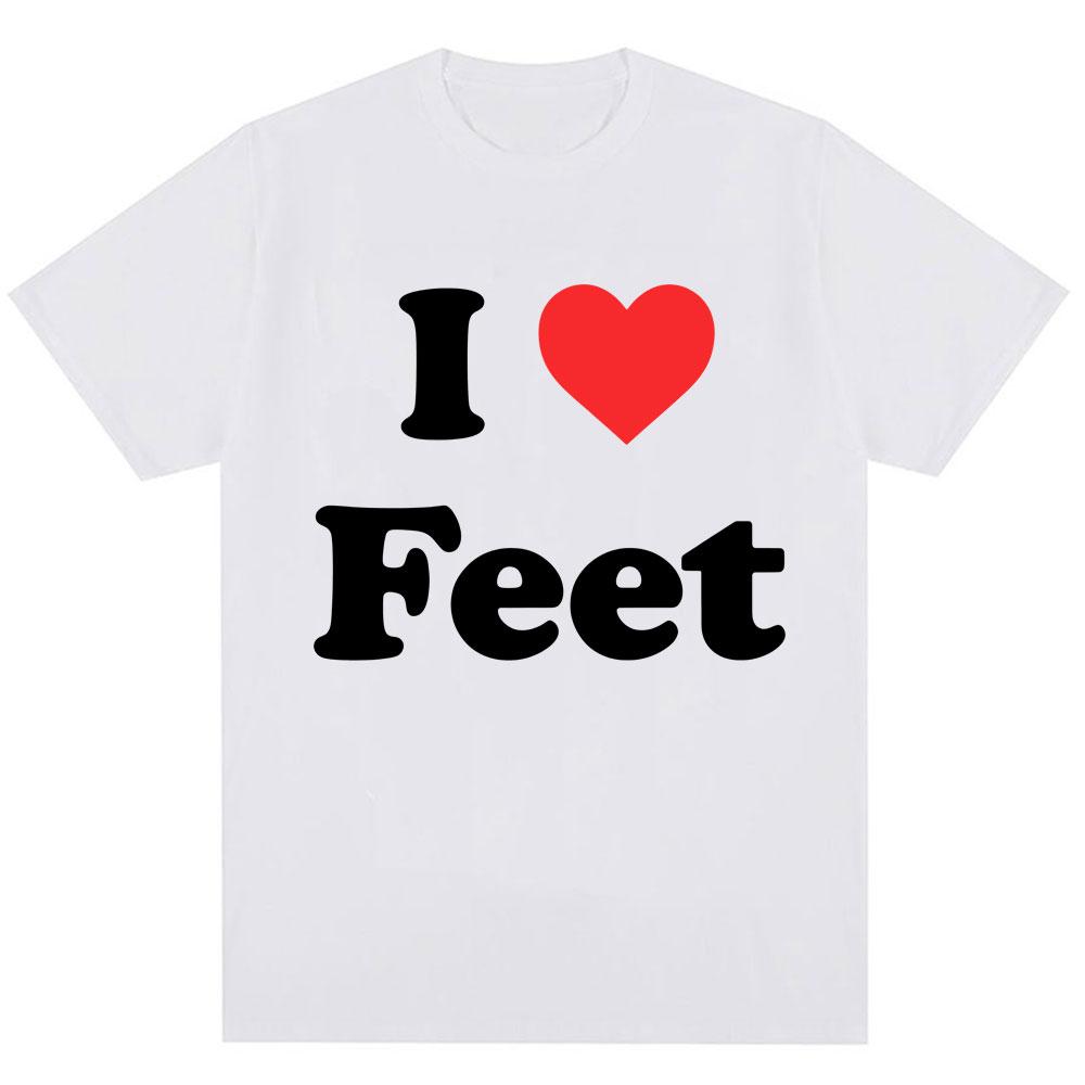 

2026 New Summer Funny I Love Feet Graphic Print T Shirt Women Humor Joke Quote T-shirts Cotton Casual O-Neck Tees Streetwear 4XL білий