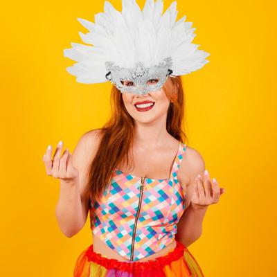 Yousheng Federmaske für Damen, venezianische Halbgesichtsmaske mit Feder, Karnevalsaccessoire für Abschlussball und Party